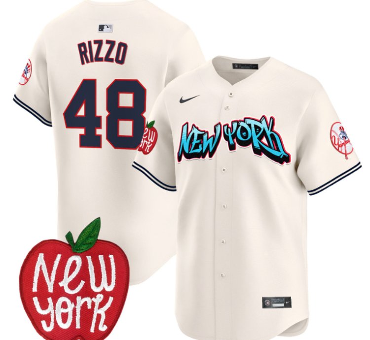 Anthony Rizzo Jersey 48 New York Yankees Apple Patch Vapor Premier Limited Stitched Cream