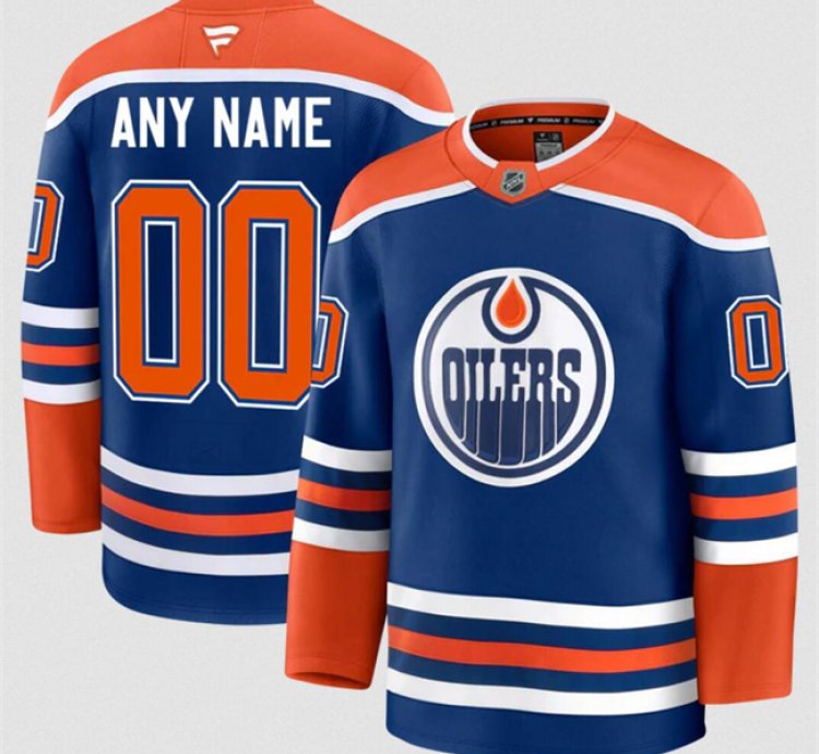 Mens Custom Edmonton Oilers Jersey Name Number 2025 Home Royal Stitched
