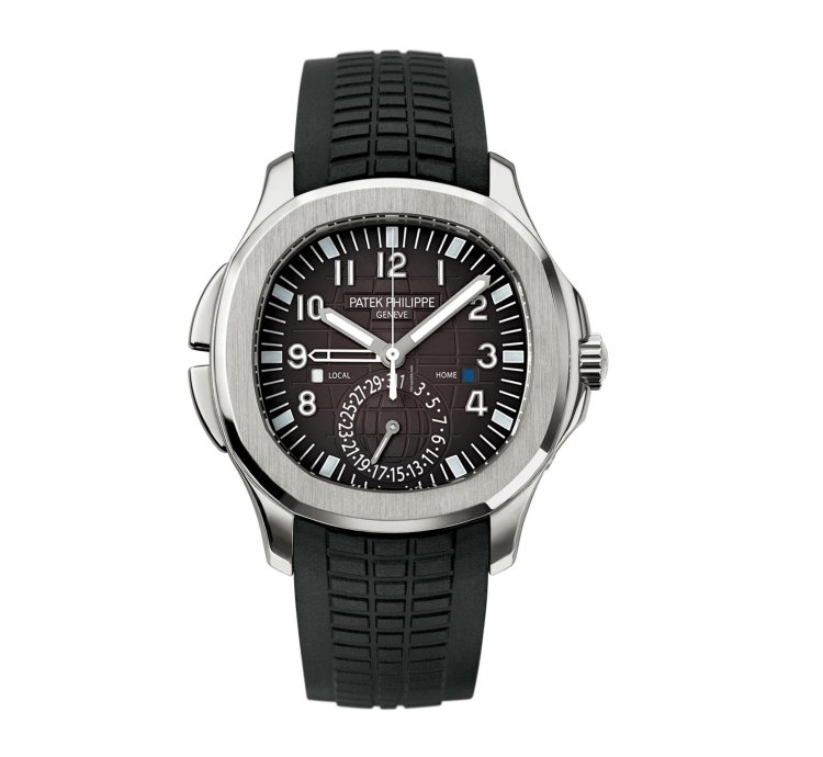 Patek Philippe Aquanaut 5164a Travel Time Black Dial Rubber Strap Steel Discontinued 2019