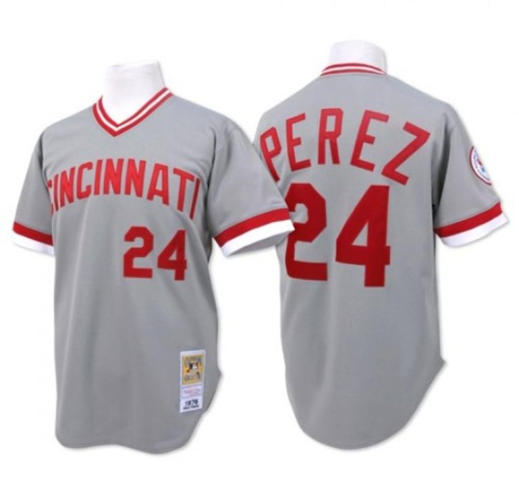 Cincinnati Reds Tony Perez Gray Throwback Pullover Jersey