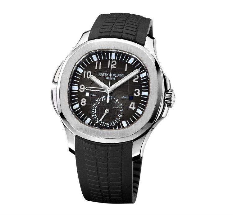 Patek Philippe Aquanaut 5164a Travel Time Black Dial Rubber Strap Steel Discontinued 2019