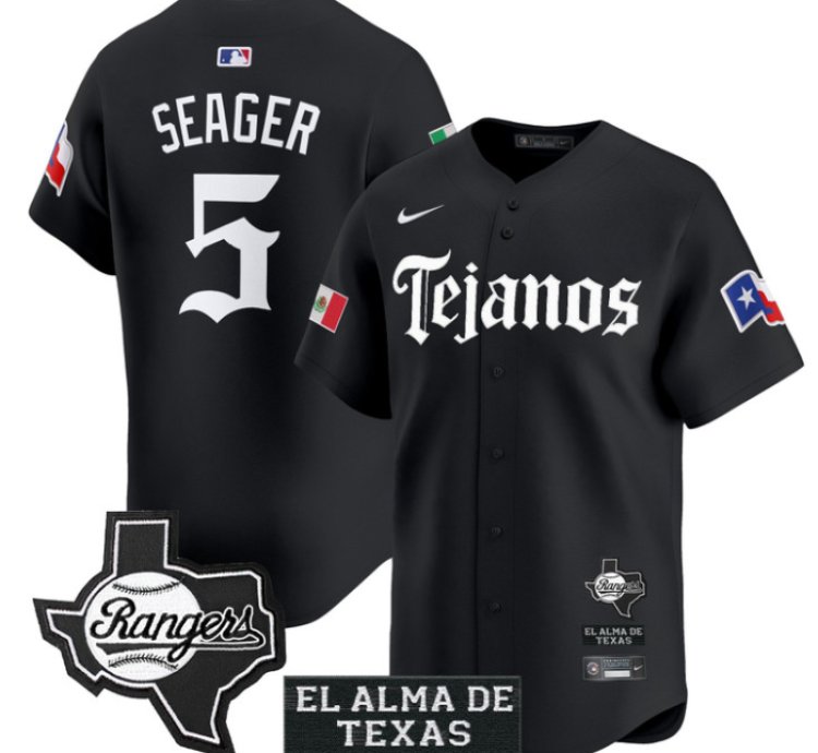 Corey Seager Jersey 5 Texas Rangers Mexico Tejano Barrio Style Vapor Limited Stitched Black