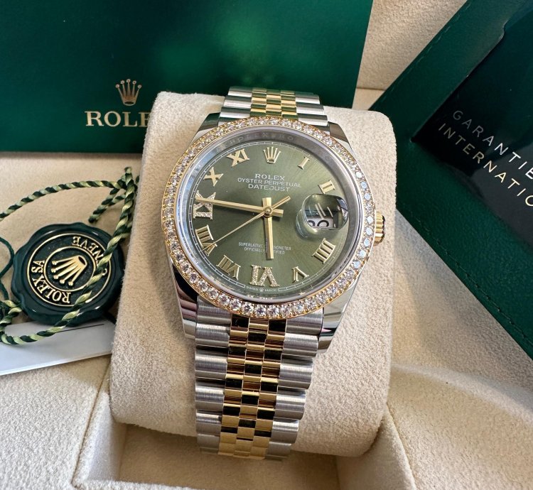 Rolex Datejust 36 New 2024 Green Roman Diamond Bezel Dial Jubilee Bracelet Two Tone Yellow