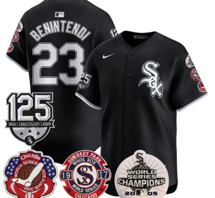 Andrew Benintendi Jersey 23 Chicago White Sox 125th Anniversary World Series Champions Black