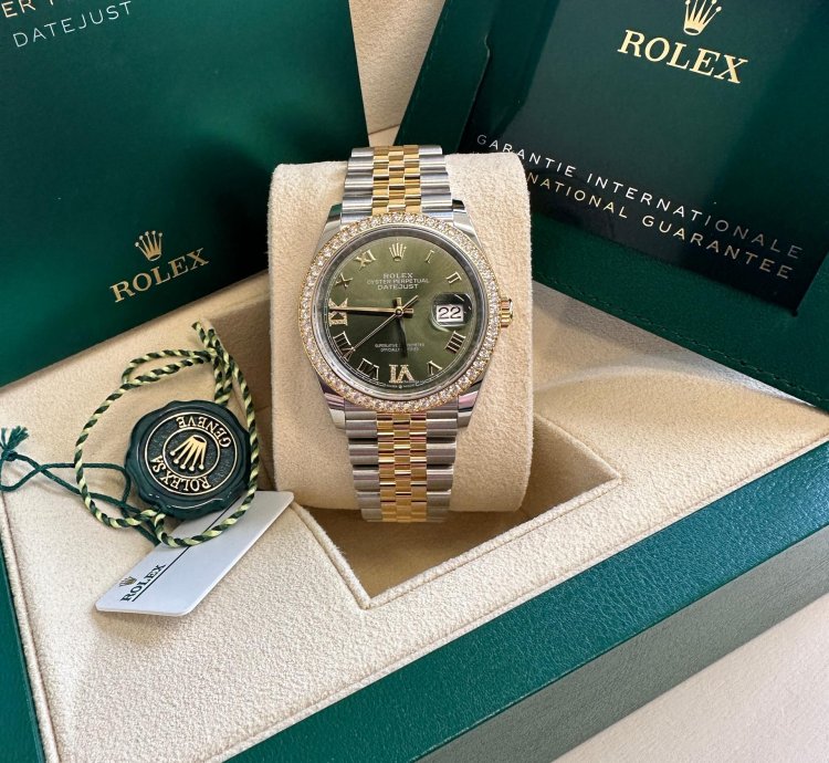 Rolex Datejust 36 New 2024 Green Roman Diamond Bezel Dial Jubilee Bracelet Two Tone Yellow