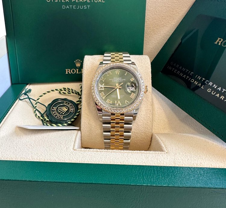 Rolex Datejust 36 New 2024 Green Roman Diamond Bezel Dial Jubilee Bracelet Two Tone Yellow