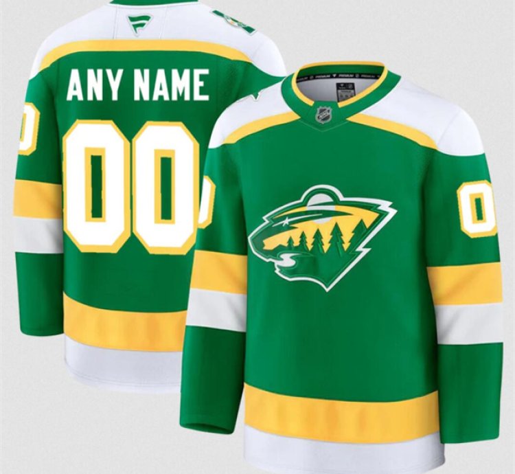 Mens Custom Minnesota Wild Jersey Name Number 2025 Alternate Green