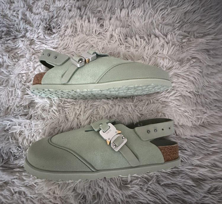 Dior Birkenstock Smooth Calf Slipper Water Green