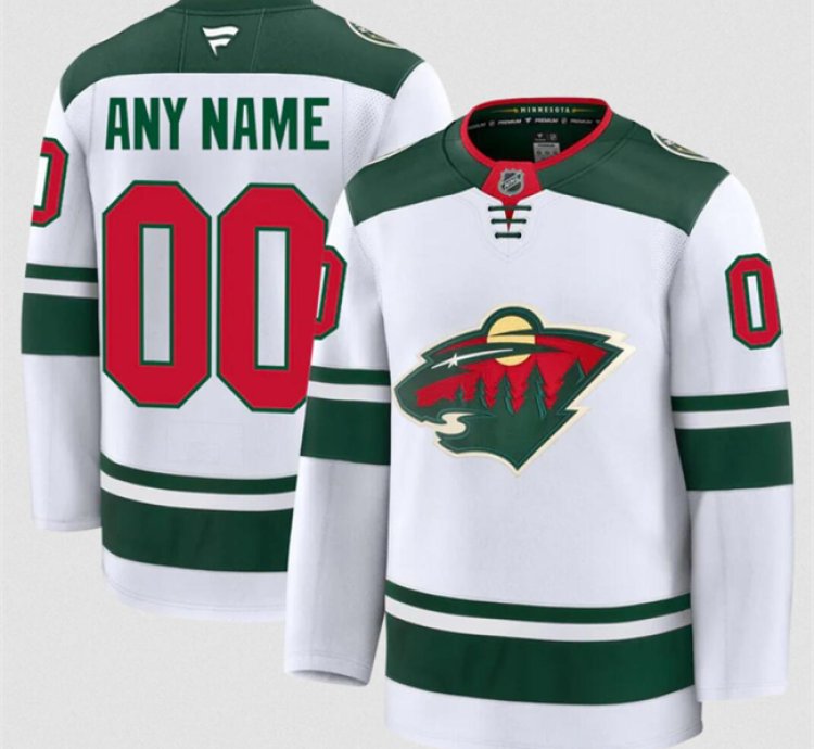 Mens Custom Minnesota Wild Jersey Name Number 2025 Away White