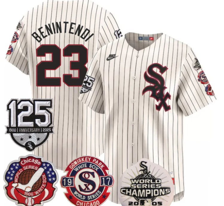 Andrew Benintendi Jersey 23 Chicago White Sox 125th Anniversary World Series Champions Cream