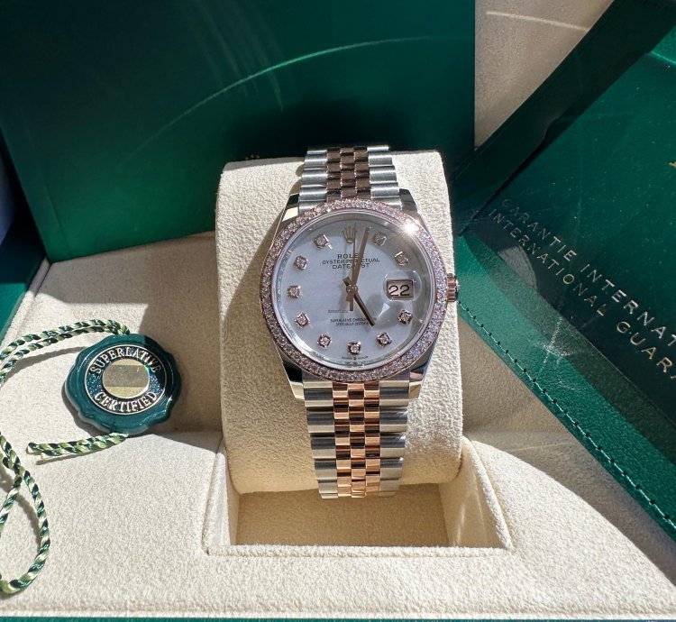 Rolex Datejust 36 New 2024 Mother Of Pearl Diamond Dial Diamond Bezel Tt Rose Gold Jubilee