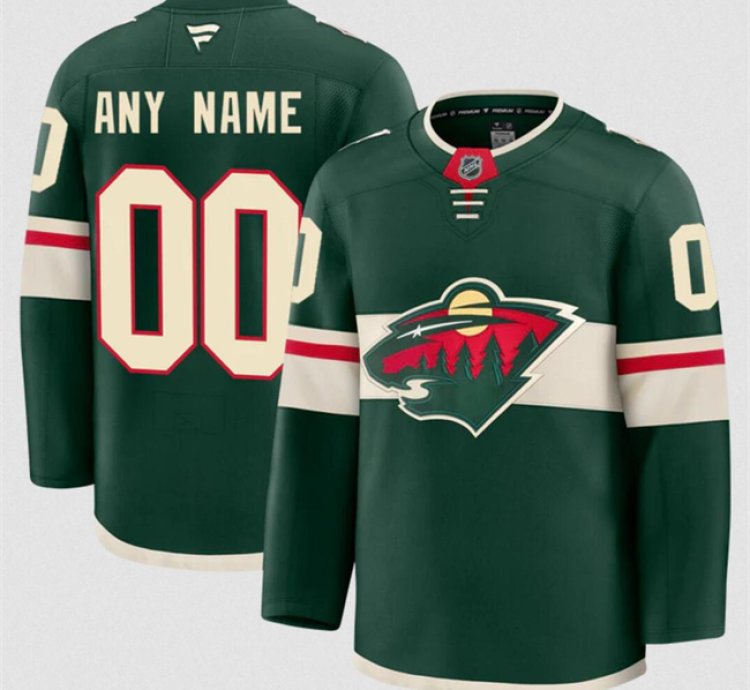 Mens Custom Minnesota Wild Jersey Name Number 2025 Home Green