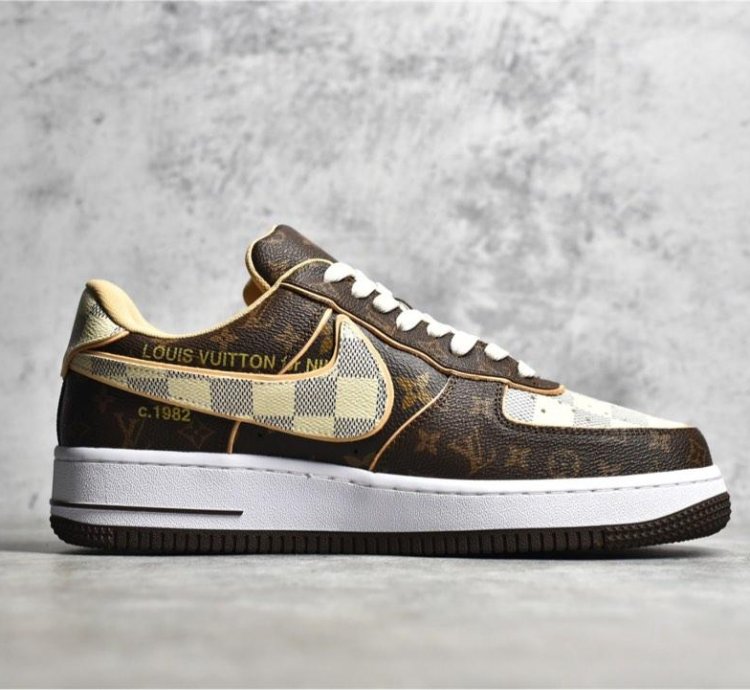 Louis Vuitton X Nike Air Force 1 Low Lv Monogram Brown Damier Azur