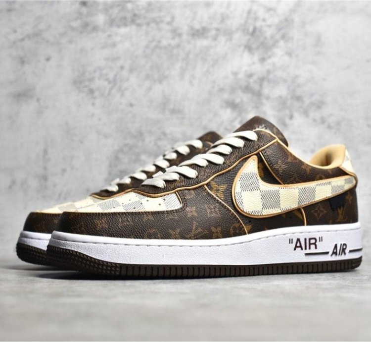 Louis Vuitton X Nike Air Force 1 Low Lv Monogram Brown Damier Azur