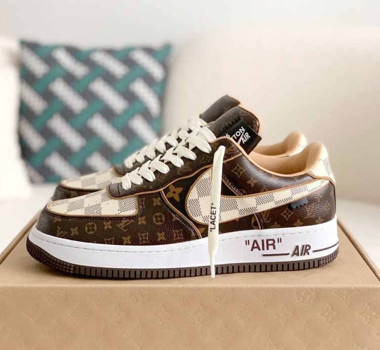 Louis Vuitton X Nike Air Force 1 Low Lv Monogram Brown Damier Azur