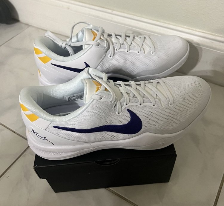Size 12 - Nike Kobe 8 Protro Lakers Home Sneakers