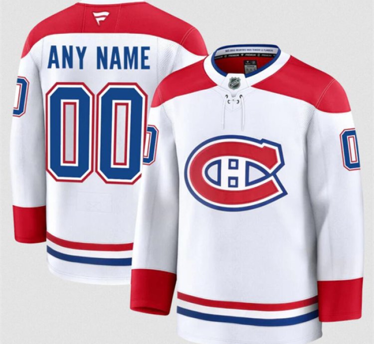 Mens Custom Montreal Canadiens Jersey Name Number 2025 Away White