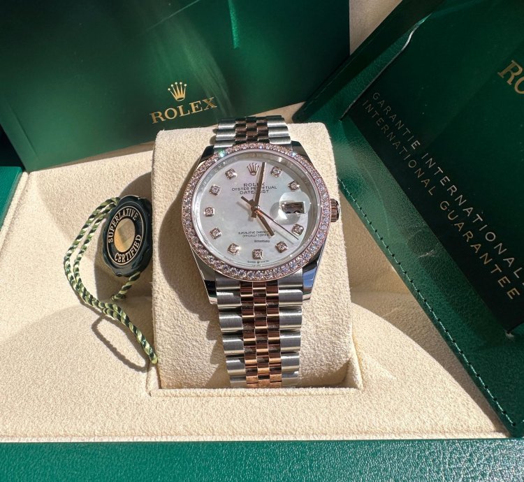 Rolex Datejust 36 New 2024 Mother Of Pearl Diamond Dial Diamond Bezel Two Tone Rose Gold Jubilee