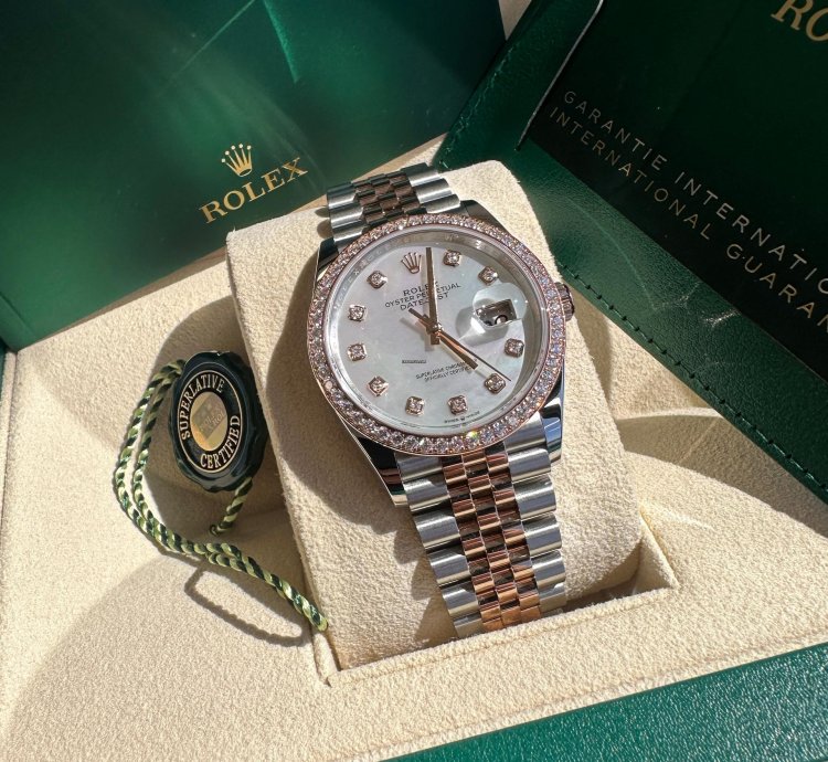 Rolex Datejust 36 New 2024 Mother Of Pearl Diamond Dial Diamond Bezel Two Tone Rose Gold Jubilee