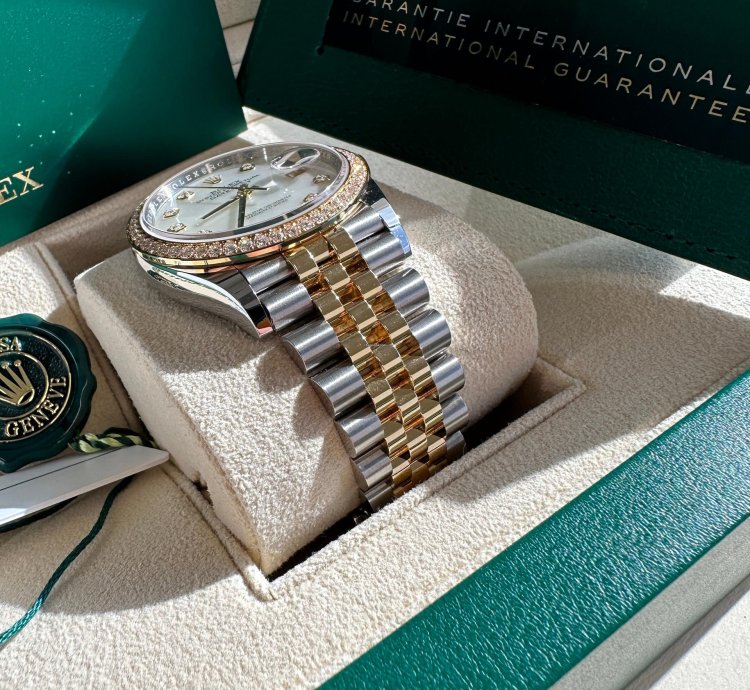 Rolex Datejust 36 New 2024 Mother Of Pearl Diamond Dial Diamond Bezel Two Tone Yellow Jubilee