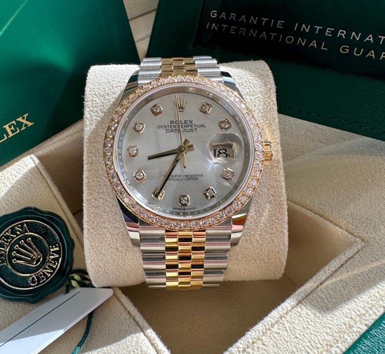 Rolex Datejust 36 New 2024 Mother Of Pearl Diamond Dial Diamond Bezel Two Tone Yellow Jubilee