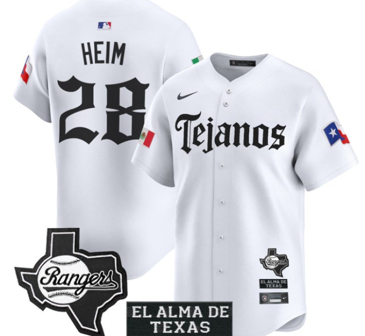 Jonah Heim Jersey 28 Texas Rangers Mexico Tejano Barrio Style Vapor Limited Stitched White