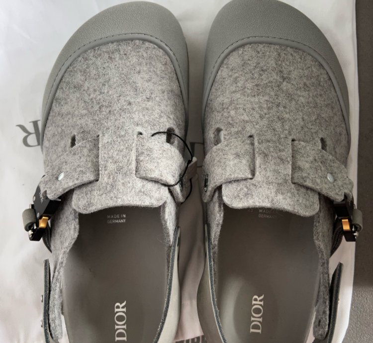 Dior Birkenstock Tokio Slipper Sandals Grey Felt