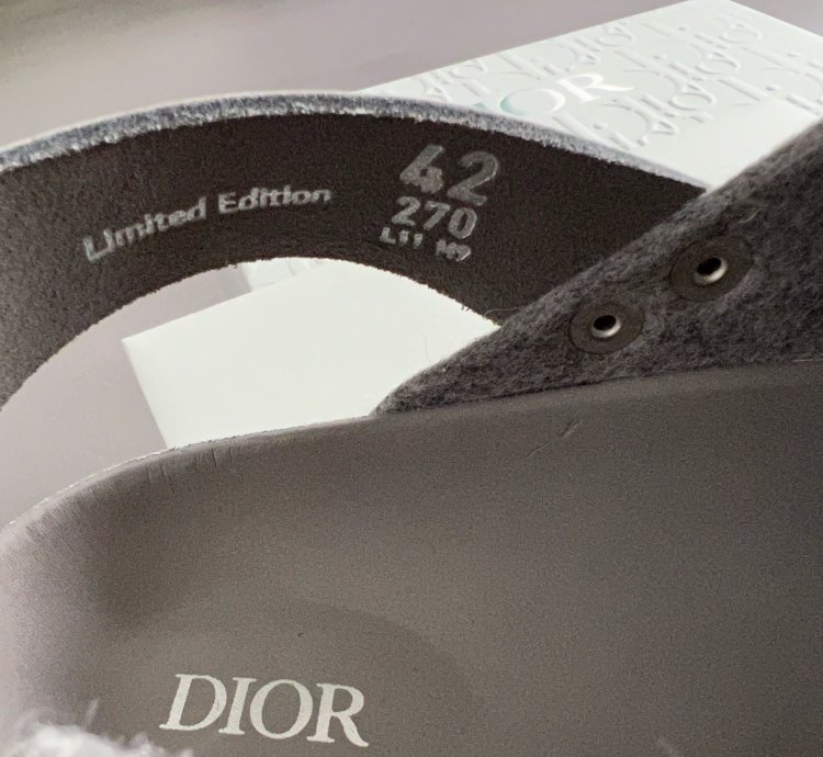 Dior Birkenstock Tokio Slipper Sandals Grey Felt