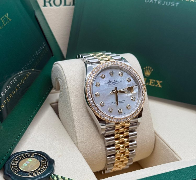 Rolex Datejust 36 New 2025 Mop Diamond Dial Two Tone Yellow Gold Diamond Bezel Jubilee Bracelet