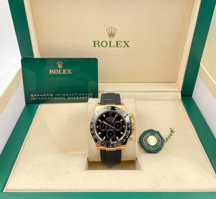 Rolex Daytona 116518ln Yellow Gold Oysterflex Black Dial Unworn 2023