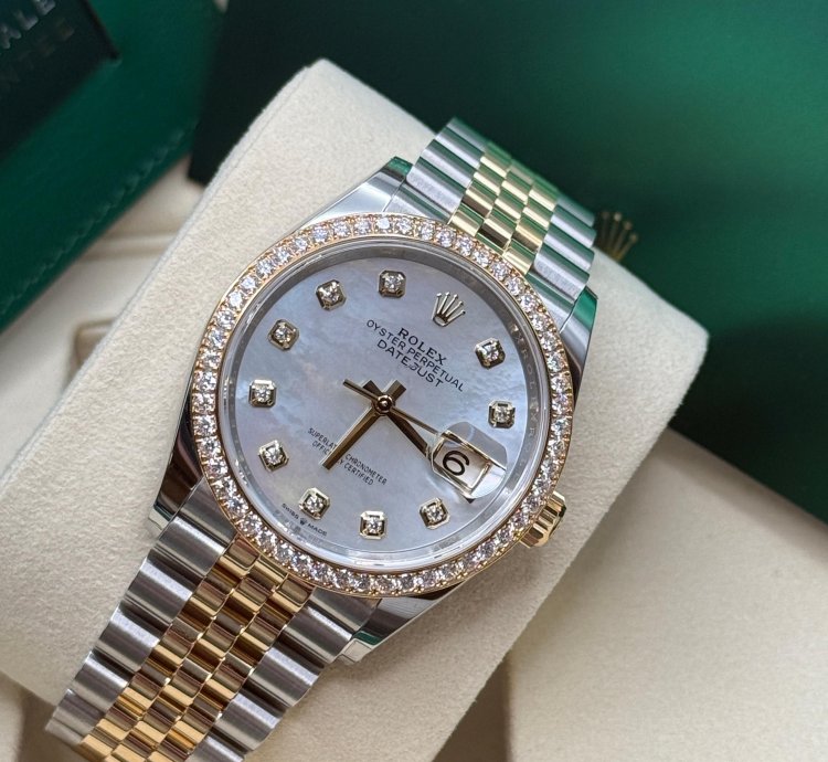 Rolex Datejust 36 New 2025 Mop Diamond Dial Two Tone Yellow Gold Diamond Bezel Jubilee Bracelet