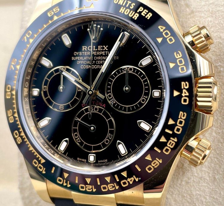 Rolex Daytona 116518ln Yellow Gold Oysterflex Black Dial Unworn 2023