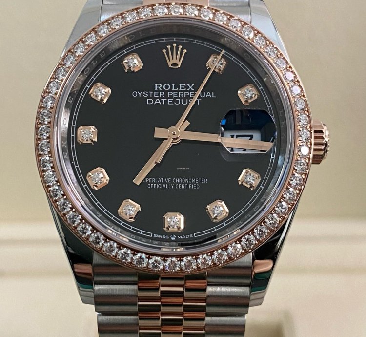 Rolex Datejust 36 New 2025 Unworn Datejust 36 2-tone Jubilee Factory Diamond Bezel Black Diamond Dial