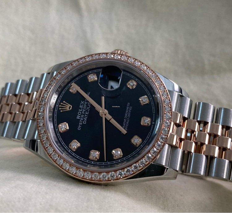 Rolex Datejust 36 New 2025 Unworn Datejust 36 2-tone Jubilee Factory Diamond Bezel Black Diamond Dial