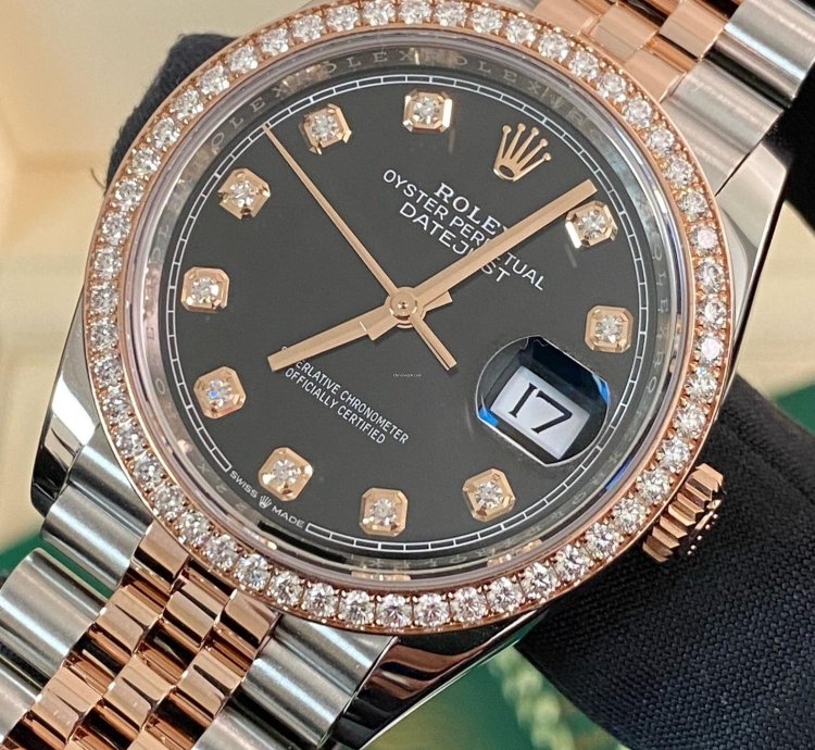 Rolex Datejust 36 New 2025 Unworn Datejust 36 2-tone Jubilee Factory Diamond Bezel Black Diamond Dial