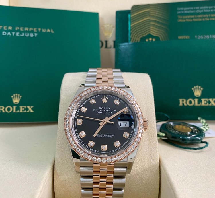 Rolex Datejust 36 New 2025 Unworn Datejust 36 2-tone Jubilee Factory Diamond Bezel Black Diamond Dial