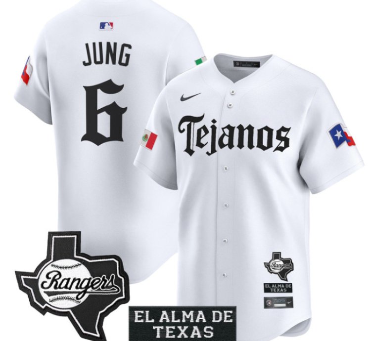 Josh Jung Jersey 6 Texas Rangers Mexico Tejano Barrio Style Vapor Limited Stitched White