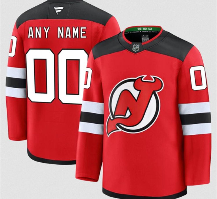 Mens Custom New Jersey Devils Jersey Name Number 2025 Home Red