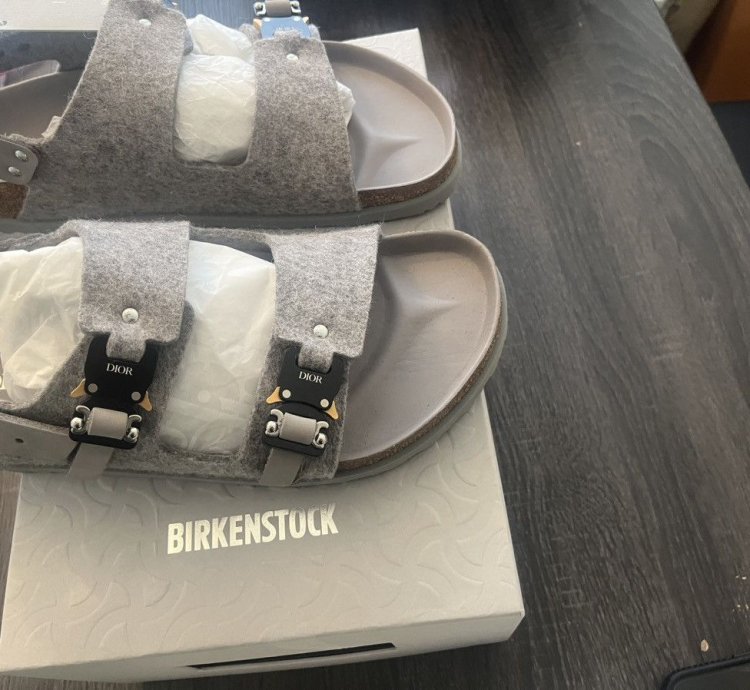 Dior By Birkenstock Milano Sandal Grey Felt Wool