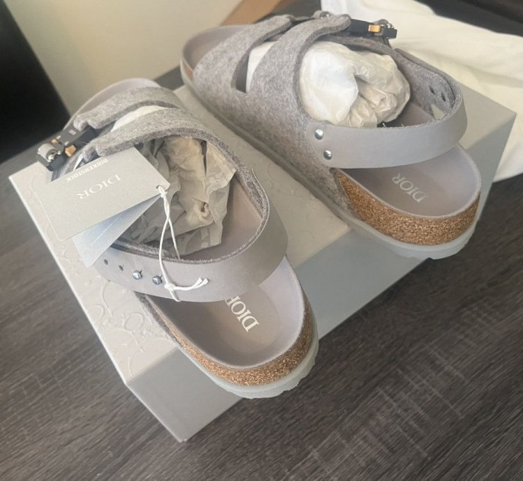 Dior By Birkenstock Milano Sandal Grey Felt Wool