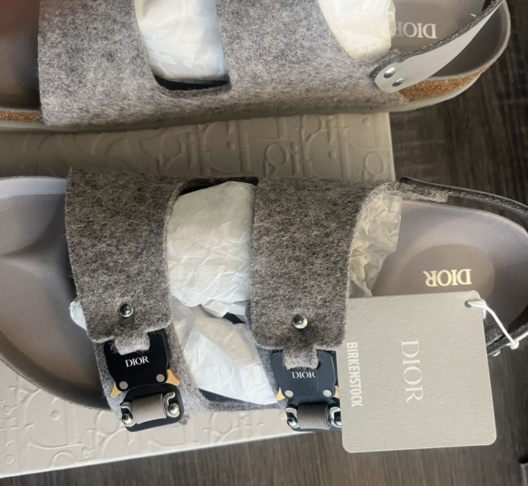 Dior By Birkenstock Milano Sandal Grey Felt Wool