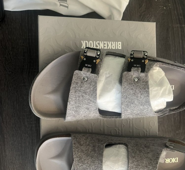 Dior By Birkenstock Milano Sandal Grey Felt Wool