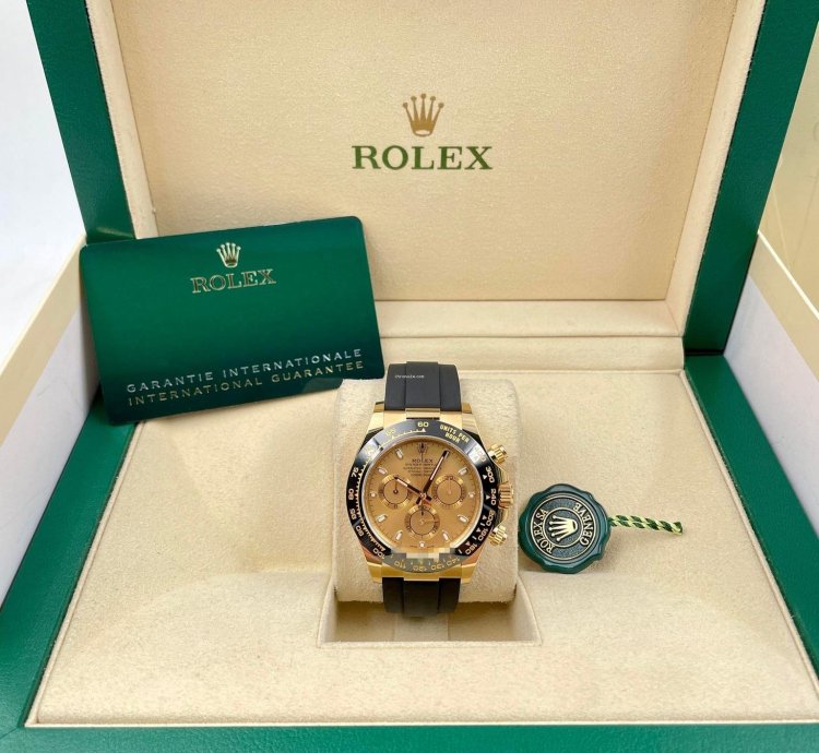 Rolex Daytona 116518ln Yellow Gold Oysterflex Champagne Dial Unworn 2023