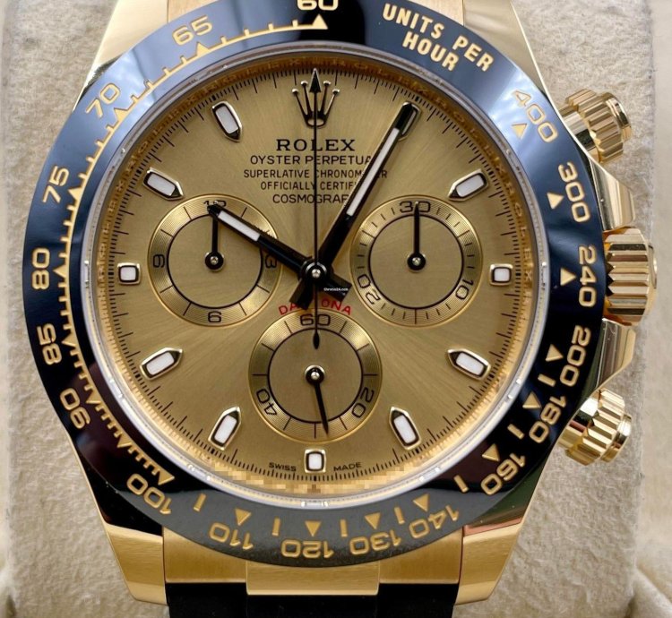 Rolex Daytona 116518ln Yellow Gold Oysterflex Champagne Dial Unworn 2023