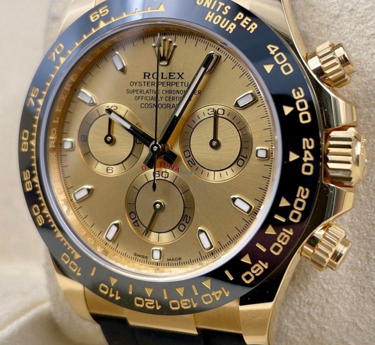 Rolex Daytona 116518ln Yellow Gold Oysterflex Champagne Dial Unworn 2023