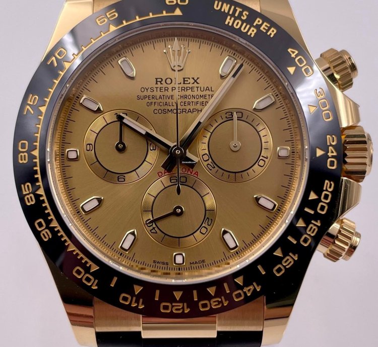 Rolex Daytona 116518ln Yellow Gold Oysterflex Champagne Dial Unworn 2023