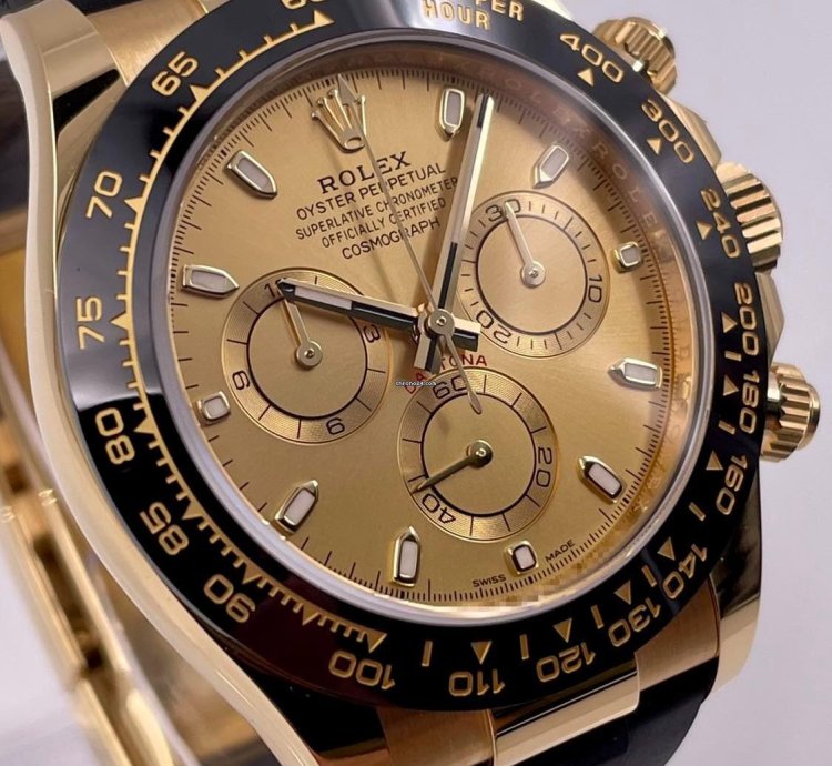 Rolex Daytona 116518ln Yellow Gold Oysterflex Champagne Dial Unworn 2023