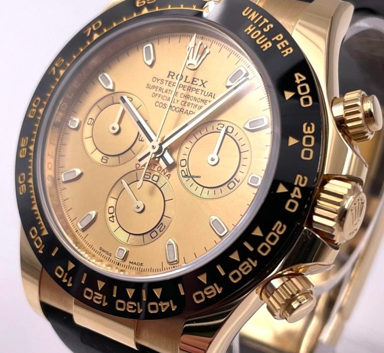 Rolex Daytona 116518ln Yellow Gold Oysterflex Champagne Dial Unworn 2023