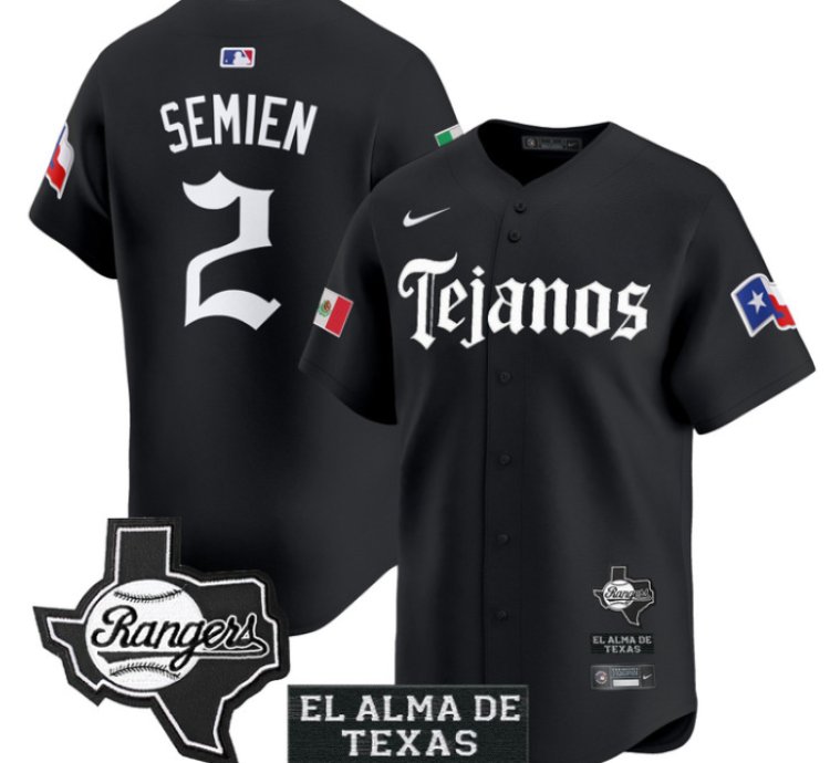 Marcus Semien Jersey 2 Texas Rangers Mexico Tejano Barrio Style Vapor Limited Stitched Black