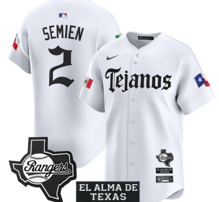 Marcus Semien Jersey 2 Texas Rangers Mexico Tejano Barrio Style Vapor Limited Stitched White